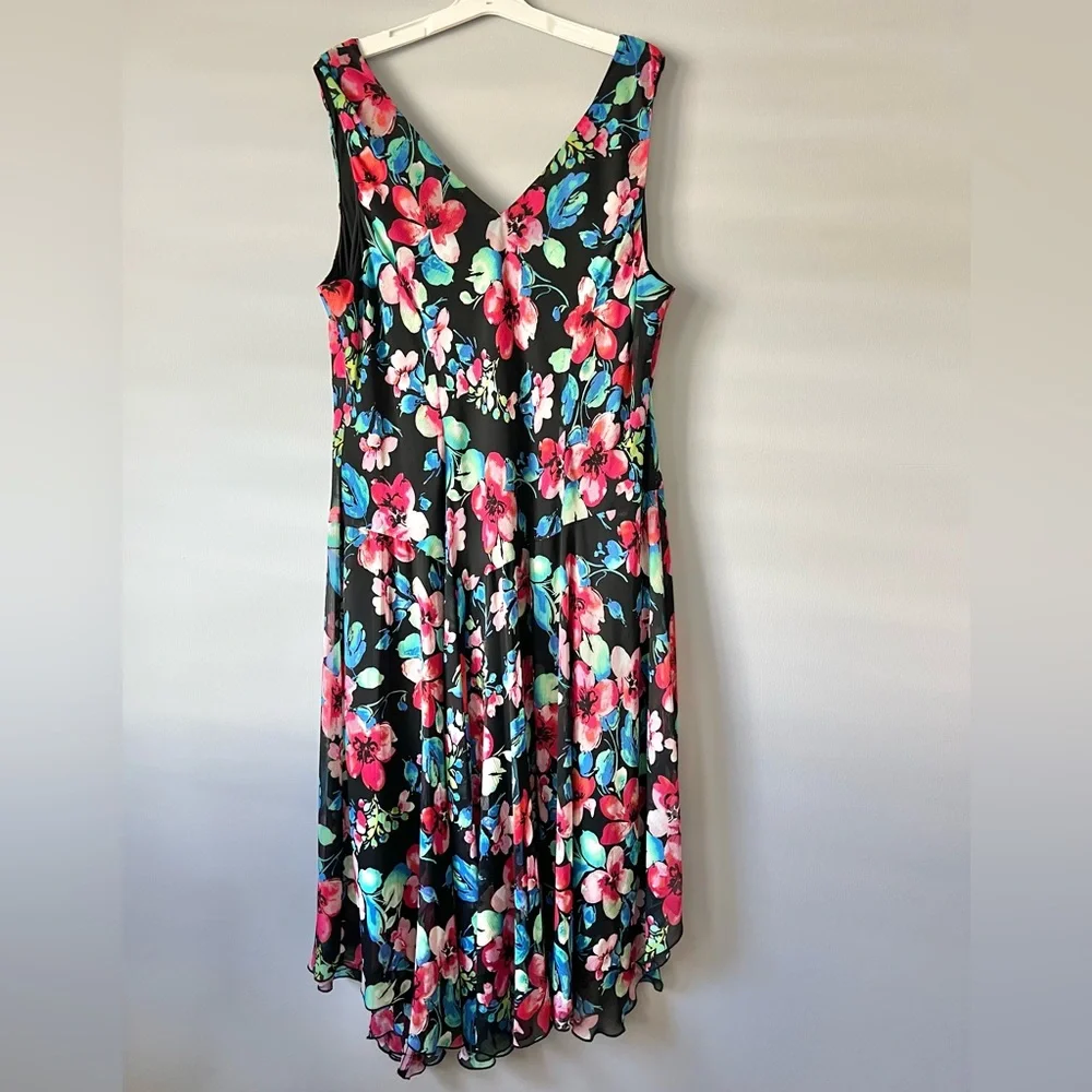 Connected Women's Floral-Print Asymmetrical Midi Dress Size 24W - Picture 5 of 8